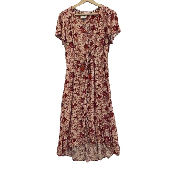 Knox Rose Dress XL Floral Midi Dress V-Neck Button Front Flutter Sleeve - Picture 4 of 9